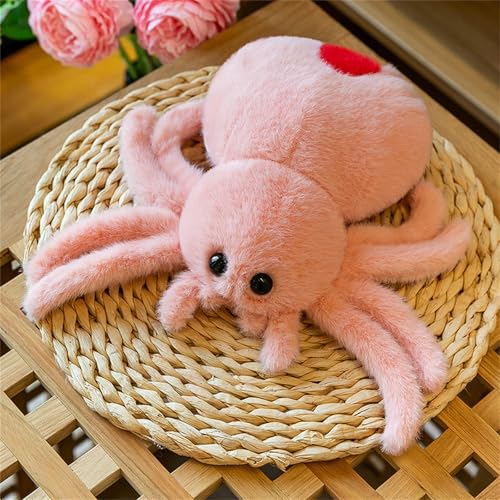 Plüschtier Spinne Plüschkissen Spielzeug, Kissen Plüschtier Stofftier Puppe Wurfkissen, für Kinder Mädchen Jungen Kuscheltierliebhaber (25 cm,Rosa)