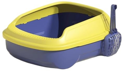 Litterbox Cat Litter Box with Scoop, Open Top Plastic Cat Litter Tray, High Side Sifting Litter Box for Small Big Cat Cat Litter Tray(Blue)