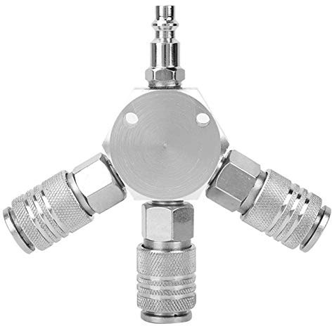 3-Wege-Schnellkupplung, Splitter-Adapter-Anschluss 1 oder 4 Zoll IG NPT für Luftschlauchverteiler, Kupfernickel und Nbsp; Kern + Eisen, Silber, Professionelles und Praktisches