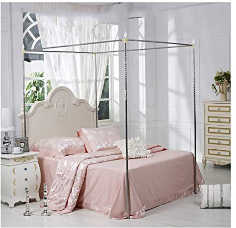 Cadre de baldaquin de lit en acier inoxydable avec support épais en spirale - Support de moustiquaire pour lit simple/double/queen size - 25 mm - 2 × 2,2 m