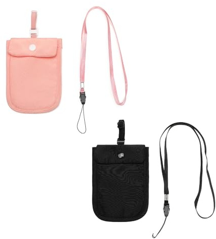 Tiardey 2er-Pack Reise-Geldgürtel versteckter BH Geldbörse unter der Kleidung Diebstahlschutz-Geldbörse Geheimtasche für Reisepass Bargeld Kreditkarten Wertsachen verstellbare Passform Schwarz/Pink