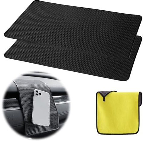 Set di 3 cuscinetti antiscivolo per cruscotto, con panno per la pulizia assorbente su entrambi i lati, 27 x 15 cm, tappetino in gel appiccicoso, tappetino antiscivolo per auto, cuscino di fissaggio in