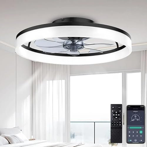 DWDVBL Moderno Ventilatore da Soffitto con illuminazione 6 Velocità Reversibile Plafoniera LED Dimmerabile con Ventilatore con Telecomando e APP, 3000-6500K Dimmerabile Lampada Ventilatore da Soffitto