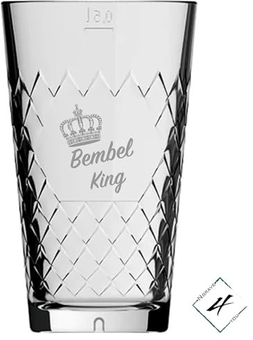 Apfelweinglas mit Gravur, Apfelweinbecher mit Gravur, Bembel King, Apfelweinglas mit Bembel King Motiv, Graviertes Apfelweinglas