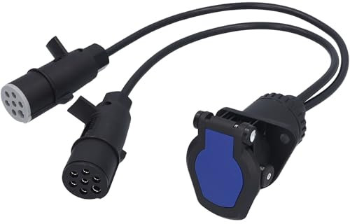 SAMETRUCK LKW Kurzadapter 24V mit 50cm Kabel 15pol auf 2X 7pol Stecker Steckdose Anhänger