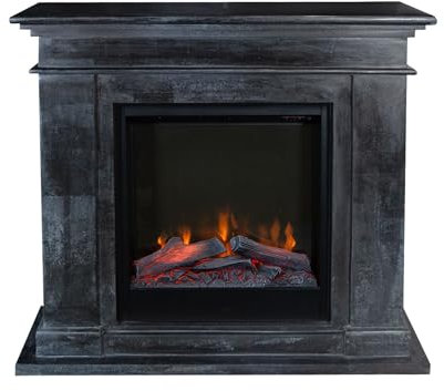 Xaralyn - Elektrokamin Kos ELE-SBP - Anthrazit, Schwarze Naturstein-Kaminverl;eidung - 1500 Watt Heizung - Fernbedienung