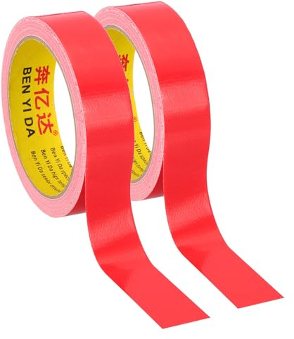 PATIKIL 2 Rollen Gewebeband, 25 mm x 10 m Gewebeklebeband, Panzertape Wasserfest, Reparaturband, Panzerband, Rot Buchbindungsband, Selbstklebend zur Reparatur, Bücher