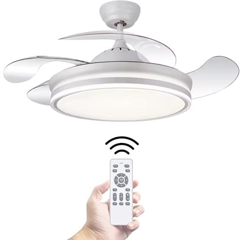 LUMIKING Ventilador de Techo con Luz LED 72W – Motor DC Silencioso – Aspas Retráctiles – 6 Velocidades, Luz Cálida, Día y Fría (3000K-6500K) – Temporizador – Ø109 cm, Mando Incluido