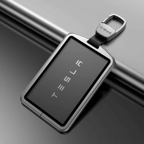 LDKH Étuis pour Clés de Voiture Tesla Model 3, Porte-Cartes, Porte-clés, Housse de Protection, Support, Alliage, Porte-clés, Sac, Chaîne en Cuir, Anti-Perte, Accessoires de Voiture