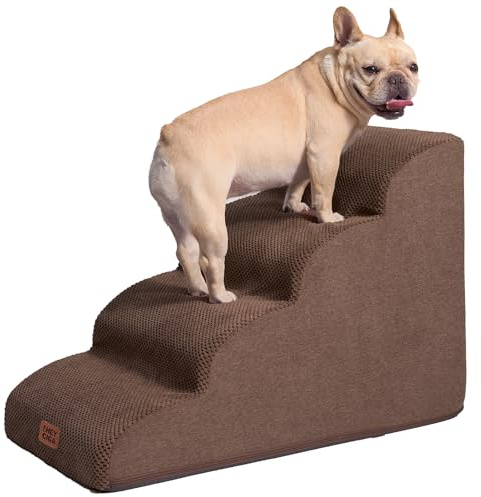 EHEYCIGA Hundetreppe für Kleine Hunde 50 cm Hoch, 4 Stufen, Braun
