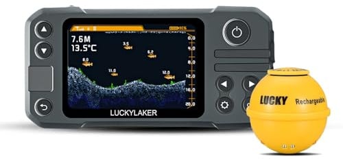 LUCKY Kajak Tragbarer Fischfinder Wandler Kabelloser Sonar Fischfinder Boot Wiederaufladbar Handheld Fischtiefenfinder Angeln MT-202