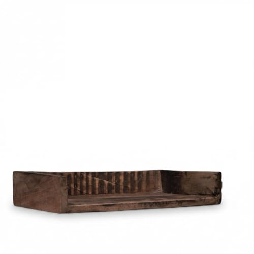 LS-LebenStil Holz Wand-Regal Ziegelform Braun 45cm Industrial Wandboard Küchen-Regal Bücherregal Recycelt Badregal, Ablageboard, Gewürzregal, Dekoregal, Schweberegal nachhaltig Upcycling