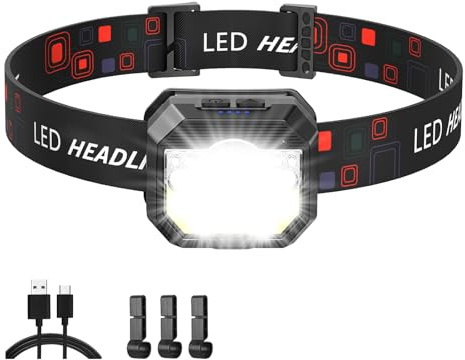 MLIAIMCE Stirnlampe LED Wiederaufladbar, 1 Stück 2000 Lumens Superhell Sensor Stirnlampe 18 Modi Kopflampe,IPX4 Wasserdicht LED Leicht Perfekt zum Joggen,Wandern,Camping,Radfahren,Angeln