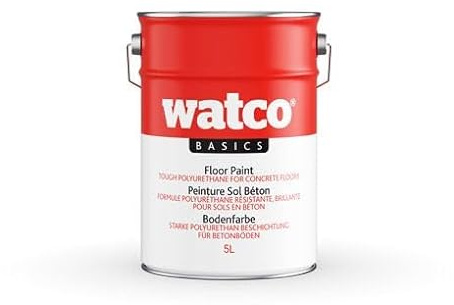 Watco Basique Peinture Sol Béton Polyuréthane Résistante et Brillante pour Béton Bois Métaux (2,5L, Gris)