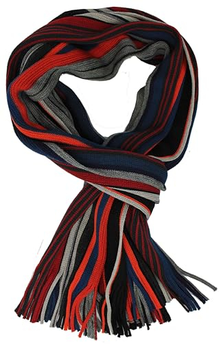 Rotfuchs Strickschal Herrenschal Schal Unisex Wolle gestreift bunt mehrfarbig orange schwarz R-578