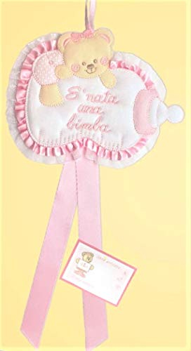 FIOCCO NASCITA SOPRA CULLA BIBERON NON DA RICAMARE 15X20 CM (ROSA)