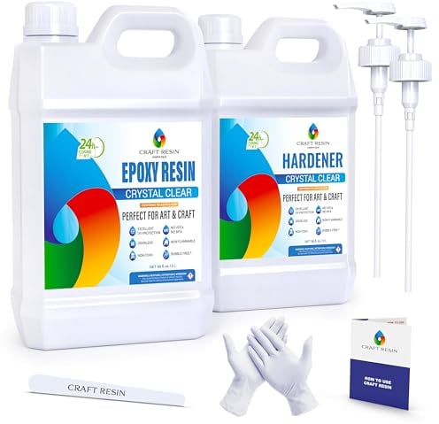 CRAFT RESIN 4L Crystal Clear Epoxy Resin Kit - Food Safe & UV Resistant for DIY Art, Wood, Jewellery Making, Coasters, Mould Casting Resin Epoxy - Low Viscosity, Self Leveling for Beginners & Pros