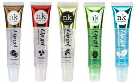 5 PACK NK Lip Gel with Vitamin E Coconut, Rose Hip, Argan, Aloe and Mint Lip Gloss by Nicka K New York