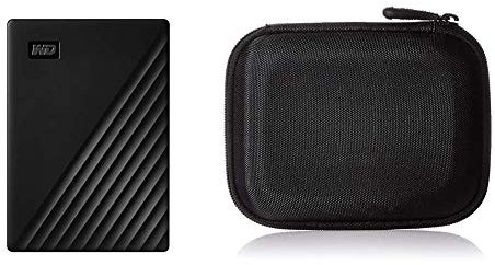 WD - My Passport 2To Noir - Disque Dur Externe Portable avec Sauvegarde Automatique et Protection par Mot de Passe & Amazon Basics Étui pour Disque Dur Portable My Passport Essentiel Noir