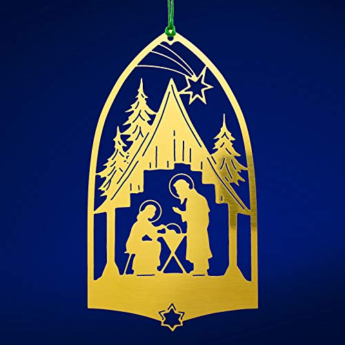 SIKORA BS-MS Traditionelle Christbaumschmuck Weihnachtsbaum Anhänger aus Messing - 28 Modelle wählbar, BS-MS:No.23 Dom Sternenkrippe H ca 10.5 cm
