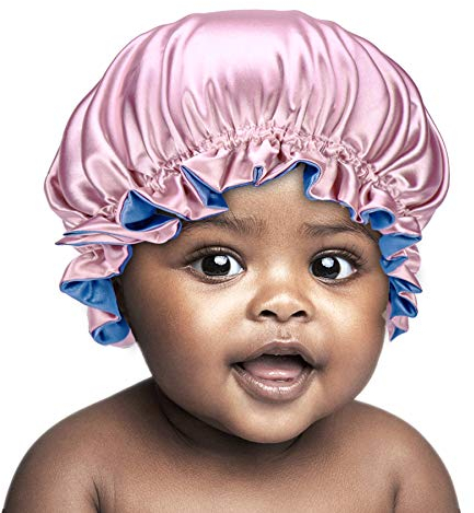 SENGTERM Kinder Satin Schlafmütze Baby Doppelschichten Satin Verstellbare Motorhaube seiden Nachtmütze Elastisches Band Satin Bonnet Night Cap für Haare Haarpflege 0-2 Years