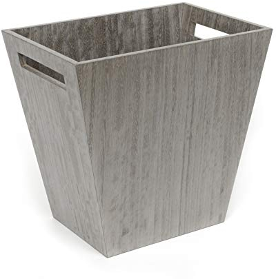 iWOODESIGN Cubo de basura pequeño de lujo para baño, cubo de basura de madera, para el hogar u oficina, color gris