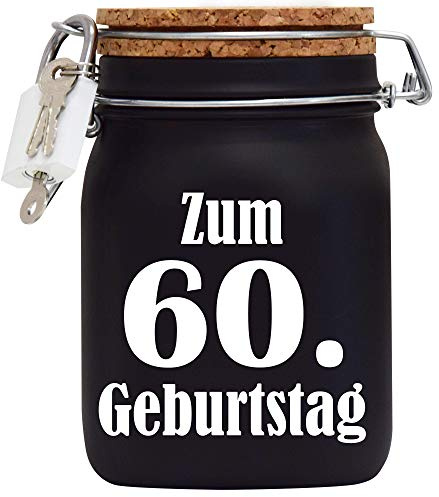 Spardose zum 60. Geburtstag Geld Geschenk Idee Schwarz L