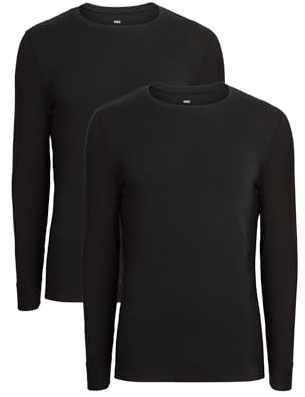 Marks & Spencer Heatgen™ Flexifit™ Herren Hemd 2er-Pack Regular | Ärmellänge: Langarm, Rundhalsausschnitt, Ohne Kragen, Zum Reinschlüpfen, Leicht