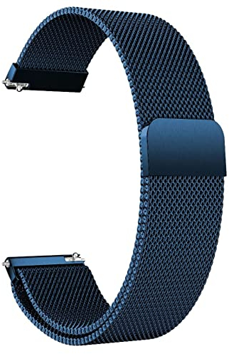 LYYLTX Edelstahl Mesh Uhrenarmband Metall Ersatz Armband Magnetverschluss Smartwatch Schnellverschluss Watch Uhren Ersatzband Für Damen Herren 14mm 16mm18mm 20mm 22mm 24mm (20mm,Blue)