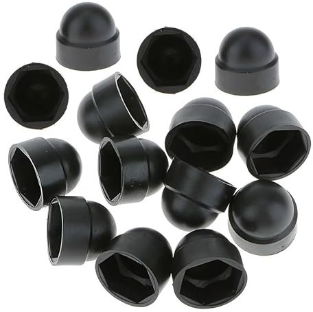 TERF® Lot de 10 cache-écrous hexagonaux M20 en plastique noir M20 (clé de 30 mm) pour écrous et boulons de protection hexagonaux