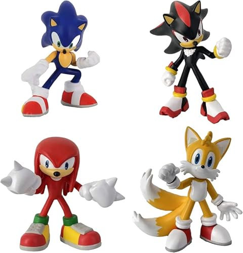 Marukatsu Sonic Comansi Figuren – Set mit 4 Figuren – Sonic, Shadow, Knuckles und Tales, PVC-frei, Spielen und Sammeln