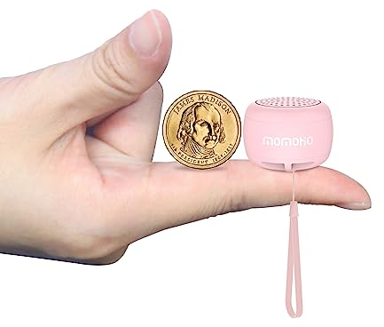 Momoho Mini Bluetooth Speaker with Camera Remote Control For Smartphones, TWS Pairing Stereo Bluetooth Speaker, Portable Bluetooth Speaker Wireless(Mini Round, Pink)