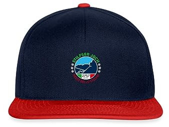 Spreadshirt Stilfser Joch Italien Gebirgspass Snapback Cap, One Size, Navy/Rot