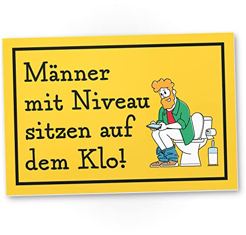DankeDir! Männer mit Niveau Sitzen auf dem Klo - Schild 30 x 20 cm - Kloschild lustig Toilette Toilettenschild - Deko witzig Türschild Gäste WC Herren Wand Gästetoilette Herrentoilette