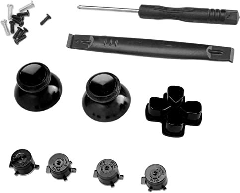 Septpenta Buttons Replacement Kit für PS5 Controller, mit Werkzeugen, Haltbarkeit Aluminium Legierung Materialien, Konkave und Konvexe Design Mehr Komfort und Grip, D Pad Buttons Zubehör(Schwarz)