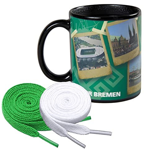 SV Werder Bremen Kaffeebecher Tasse Polaroid Magic + 2 Paar Fan-Schnürsenkel