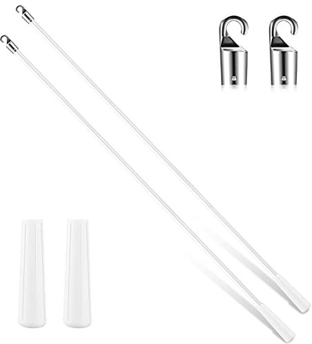 Bokon 2 Stück weißer Fiberglas-Jalousienstab Vertikaljalousien Ersatzteile Jalousien Stick Ersatz mit Haken und Griff Vorhang Stick Rollo Kippstab für Fensteröffner Zubehör (61 cm)