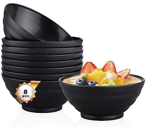 Pleafind Bowl Set of 8, 24oz Plastic Bowls for Kitchen, Unbreakable and Lightweight Soup Bowls, BPA-Free, Idea for Cereal, Dessert, Salad, Dishwasher and Microwave Safe
