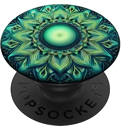 Mystisches grünes Mandala PopSockets Klebender PopGrip