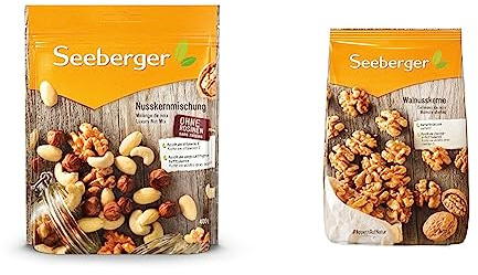 Seeberger Nusskernmischung 7er Pack: Pure Nuss-Mischung aus knackigen Haselnusskernen & Walnusskerne: Walnüsse ohne Schale - reich an Omega-3-Fettsäuren - ideal als gesunde Zwischenmahlzeit