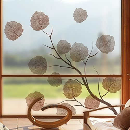 Fensterfolie Braunes Ahornblatt Sichtschutzfolie Fenster Klebstofffrei Fensterfolie Blickdicht Milchglasfolie Selbstklebend Fenster Fensterfolie Selbsthaftend Folie Fenster Sichtschutz 58x60cm/1 Pcs