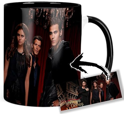 The Vampire Diaries Ian Somerhalder Paul Wesley Nina Dobrev Joseph Morgan Tasse Ceramique Intérieure et Poignée Noire Mug
