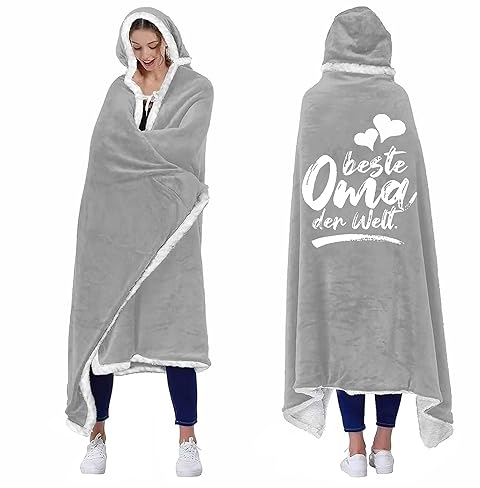 Persönliche Decke mit Ärmeln - Oma Geschenk zum Geburtstag, Muttertag oder Weihnachten