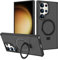 Magnetico Cover Compatibile con Samsung Galaxy S23 ULTRA,Traslucida Matte Sottile Custodia con Supporto ad Anello,Nero