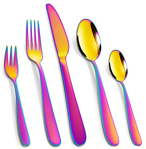 Besteck Set für 6 Personen, 30 teilig Essbesteck Set inkl. Messer, Gabel, Löffel, Hochwertiges Edelstahlbesteck, Spülmaschinenfest