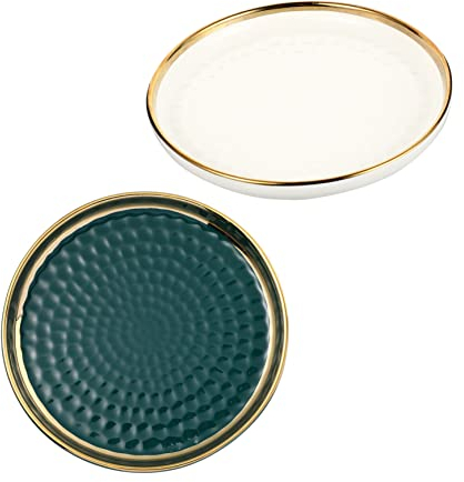 PRETYZOOM 2pcs Ceramic Cake Pan Salad Plates Jewelry Tray Steak Pan Ceramic Ring Dish Ceramic Serving Platter Ceramic Butter Dish Soup Bowls Pasta Pan Pizza Pan Snack Ceramics Japan Round