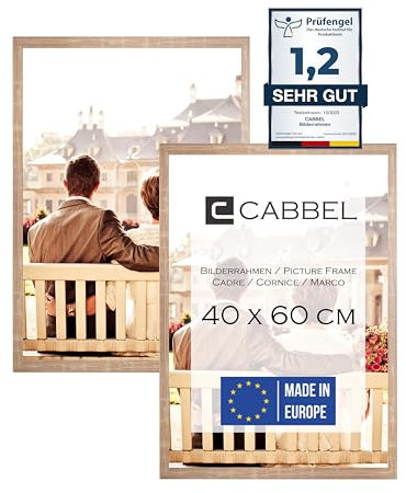 CABBEL Lot de 2 cadres photo 40x60 cm, Moka, cadre stable en bois MDF, verre plexi incassable, à suspendre, idéal pour photos/images/collages