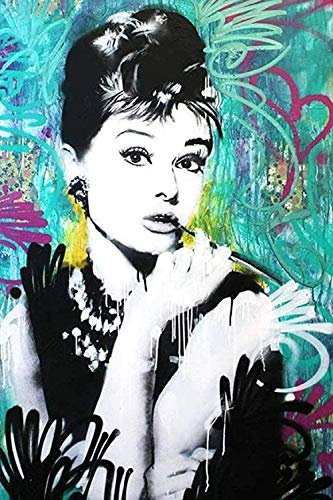 IGHSNZUH Puzzle Jigsaws Oil Painting Star Audrey Hepburn Wooden Puzzle Jigsaw Puzzles 1000 Piece for Adult Kids Decompression Puzzle Nice