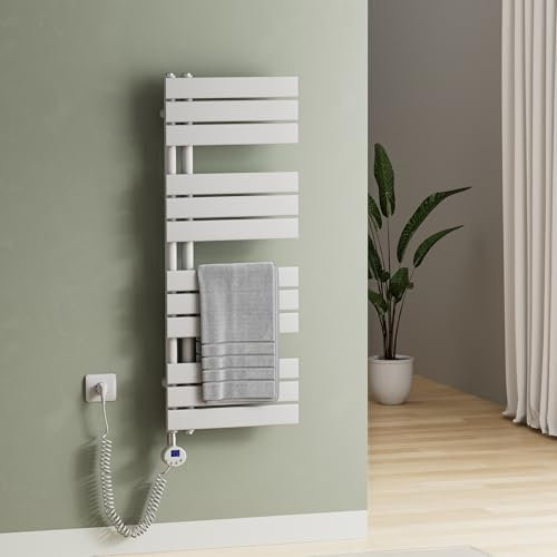 S'AFIELINA® Badheizkörper Elektrisch Weiß, Handtuchheizkörper mit Thermostat und Timer, Design Handtuchhalter Heizkörper Bad 400W für ca. 4 m², Heizung Energiesparend, 1041x400mm