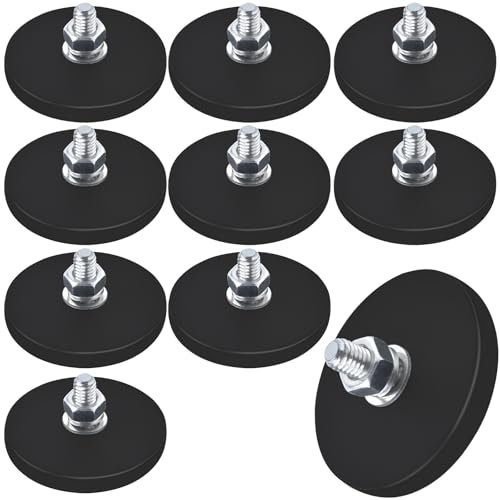 10 Stück Magnet mit Gewinde Neodym-Magnete mit M6-Gewindebolzen,43MM Runde Magnet zum Anschrauben Gummierte Magnete für Fahrzeuge Lampen Instrumente und Geräte